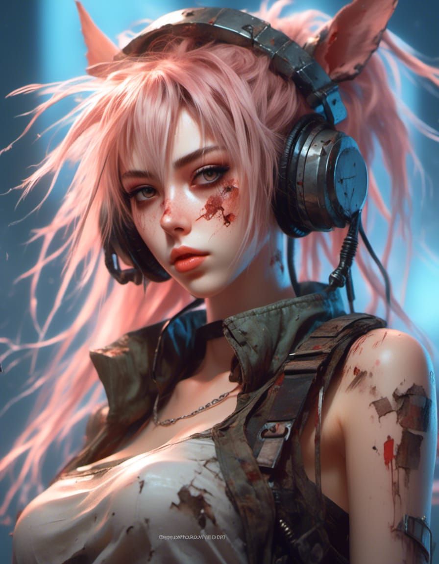 Anime Tank Girl in Futuristic Style