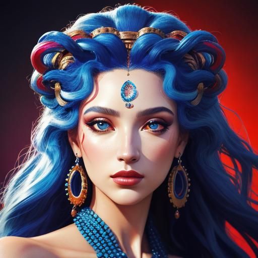 Medusa at Music Festival: Hyperrealistic Splash Art
