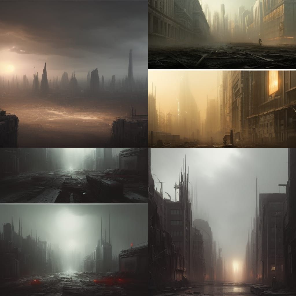 Uninhabited World: Hyperdetailed Dark Fantasy Cityscape