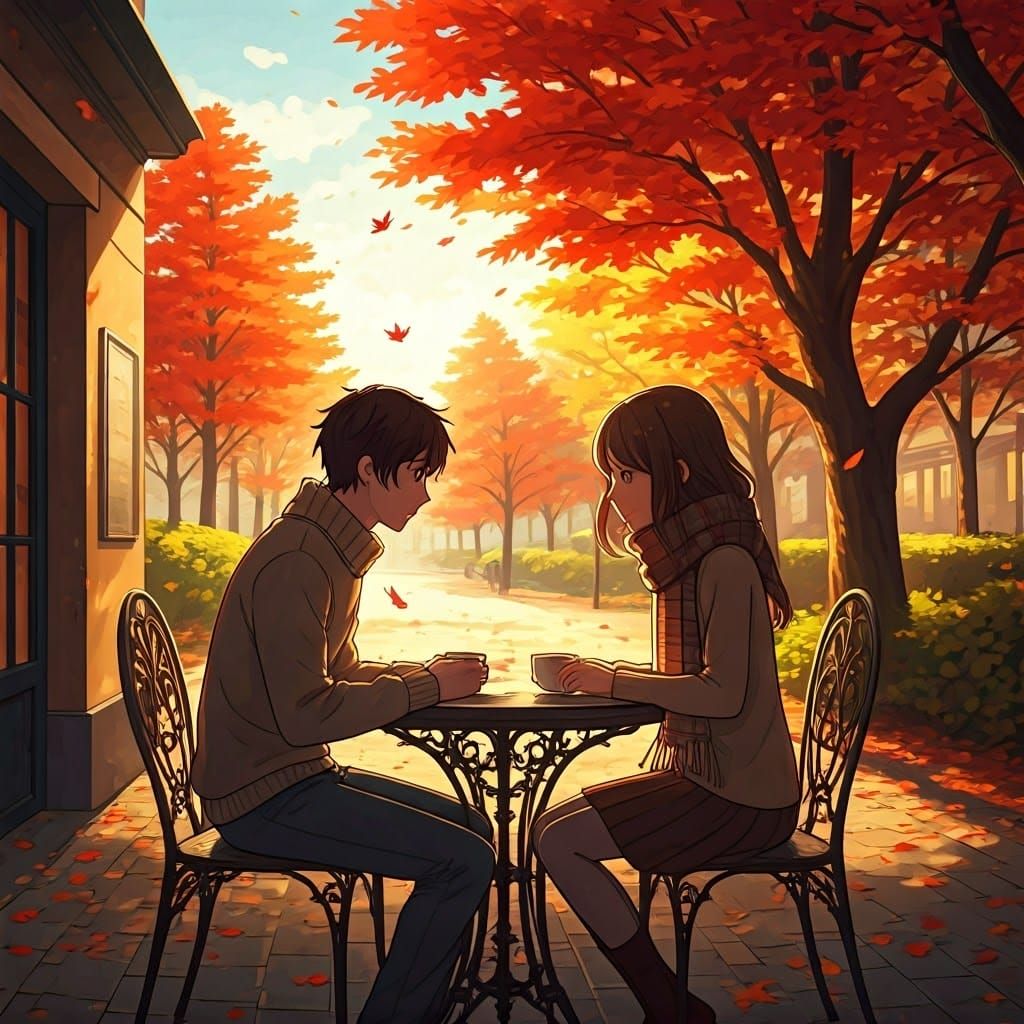 Romantic Autumn Day, Anime-Inspired Art