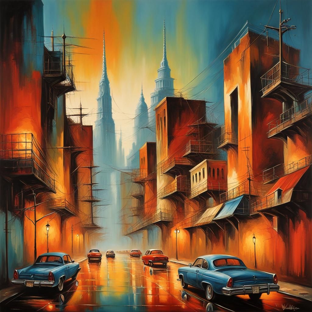 Abstract Cityscape in Fantasy Art Style