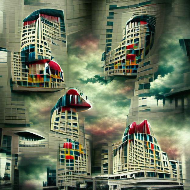 Surreal Clown Invasion of a Cityscape