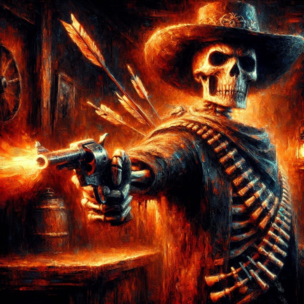 Grim Gunslinger in Tenebrist Style