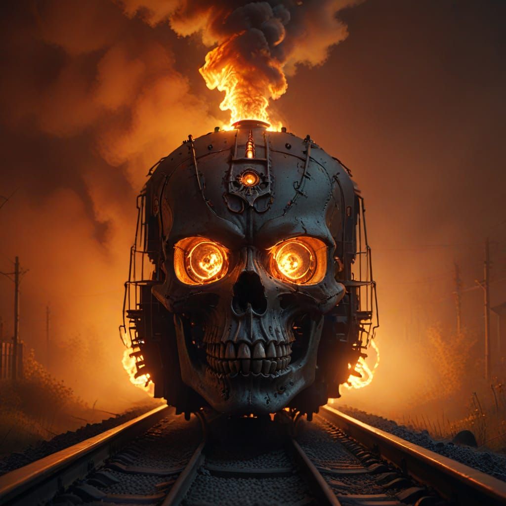 Death Train to Hell in Gothic Art Style