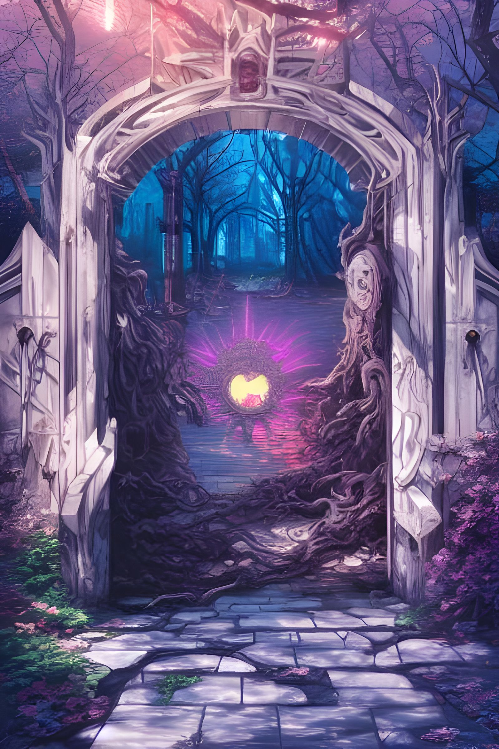 Nightmare Portal Gate in Surrealist Digital Art Style