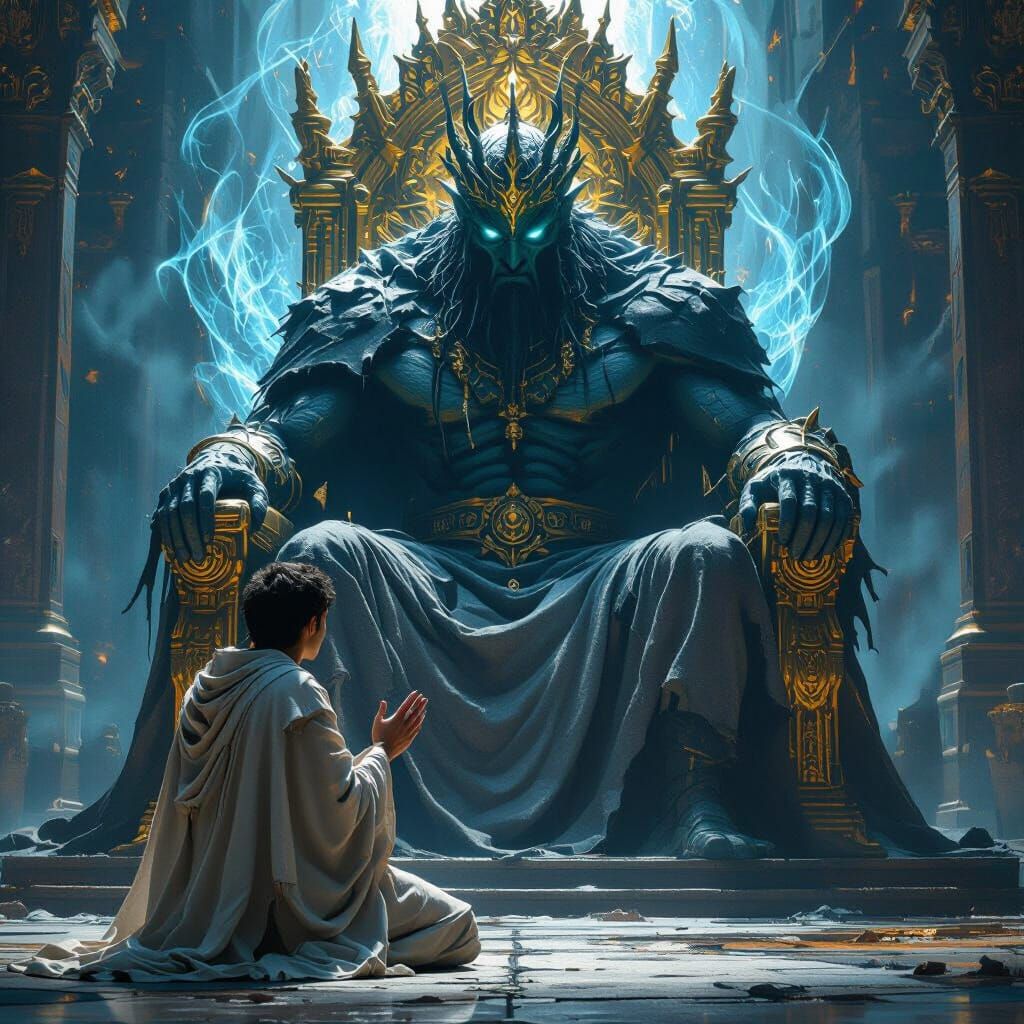 Monstrous King on Throne: Fantasy Concept Art