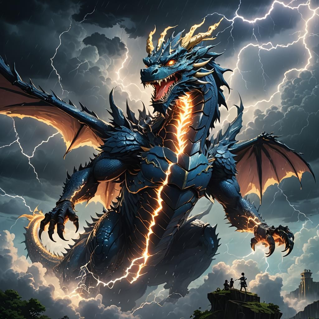Glow-in-the-Dark Thunder Dragon in Anime Style