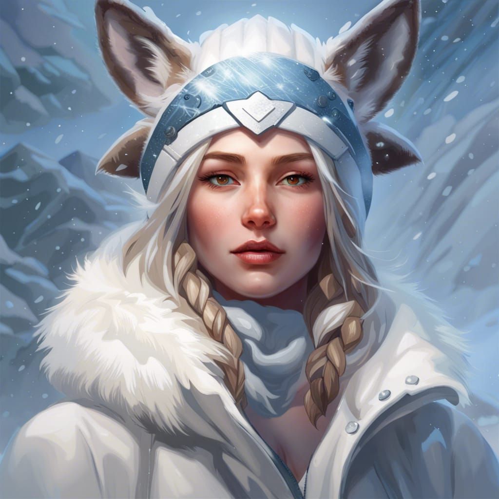 Snow Goddess Portrait in Hyperdetailed Digital Art