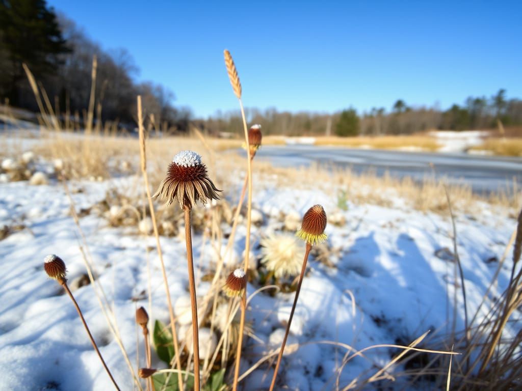 Winter Meadow in Vibrant Blue Skies