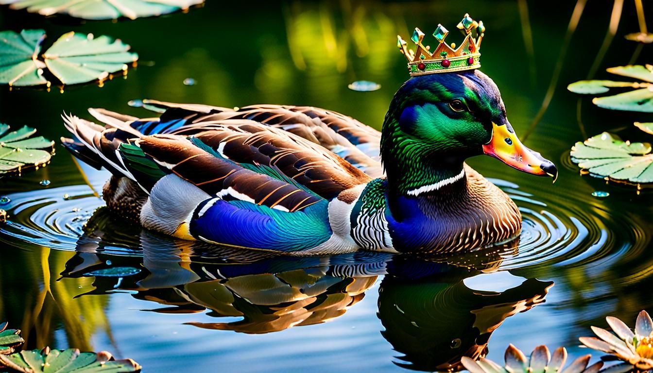 Mallard Duck with Jeweled Crown