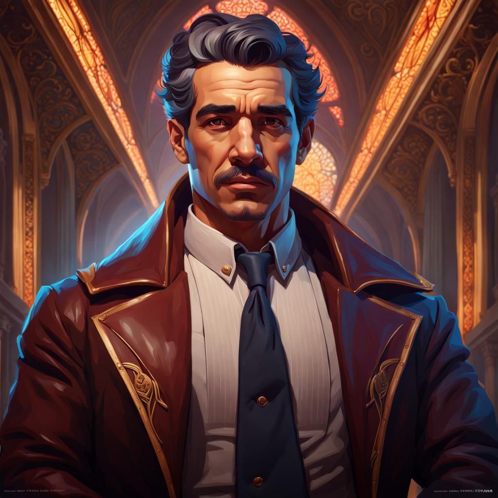 Young Gabriel García Márquez Portrait, Hyperdetailed Art