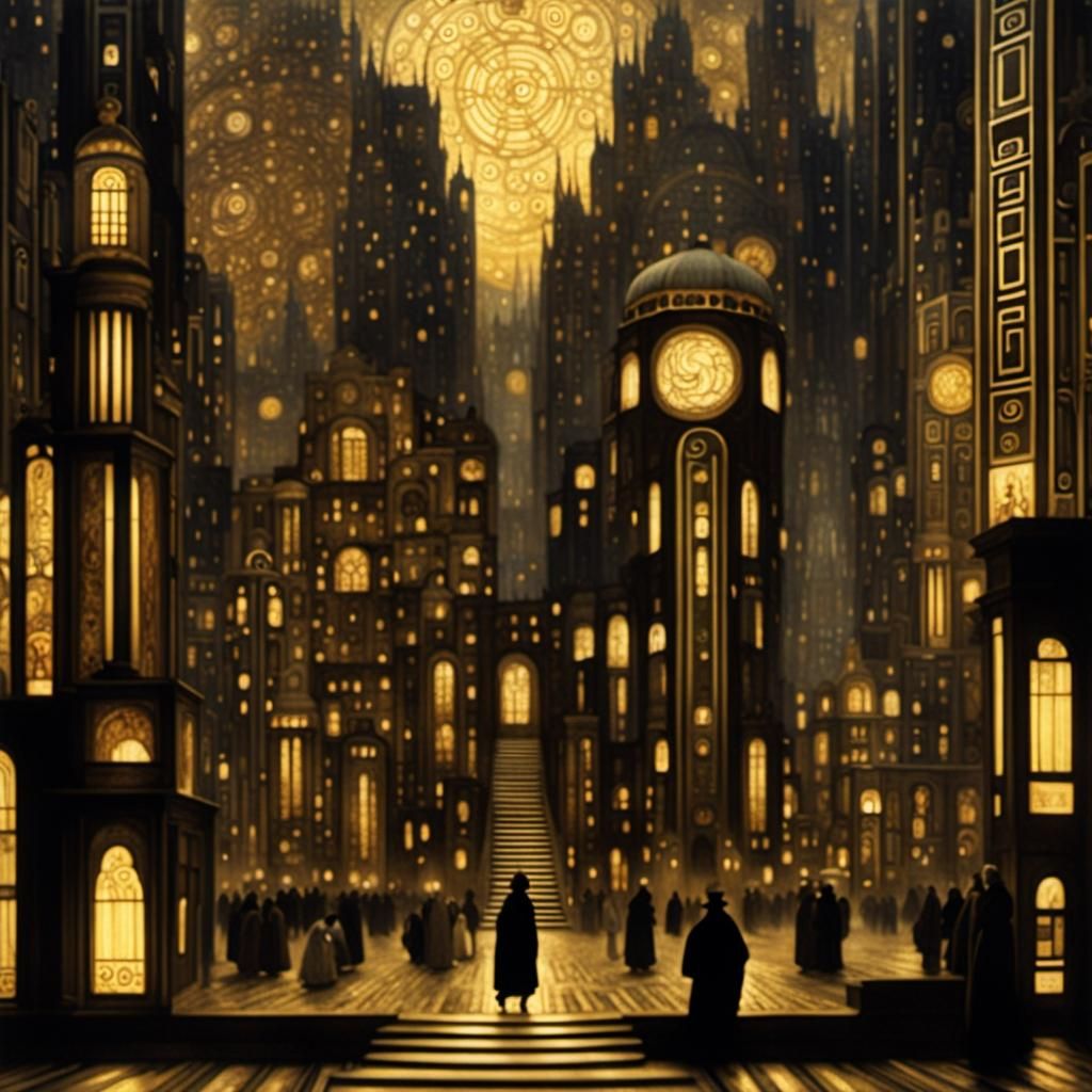 Metropolis in Gustav Klimt Style