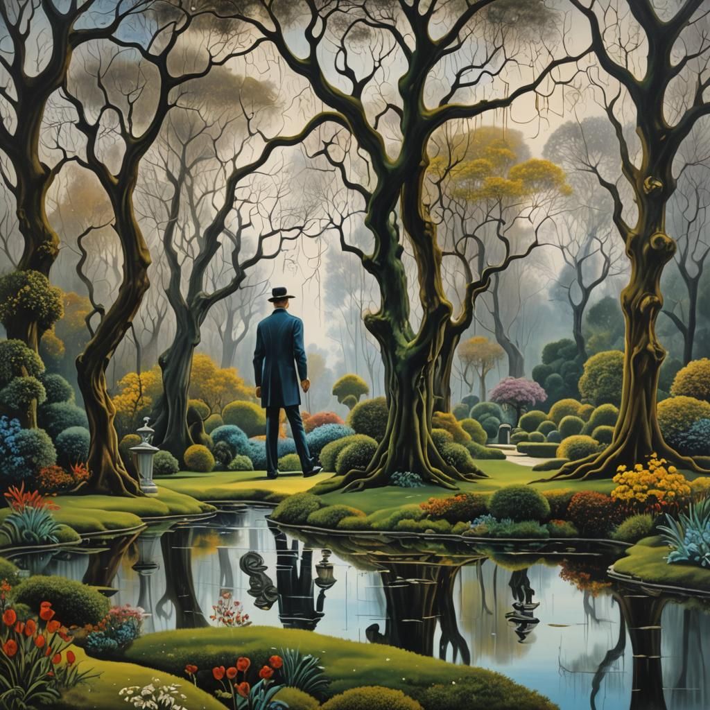 Surreal English Garden Walk Inspired by Salvador Dali