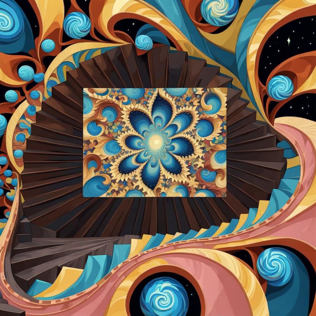 Abstract Fractal Art Inspired by Van Gogh and Escher