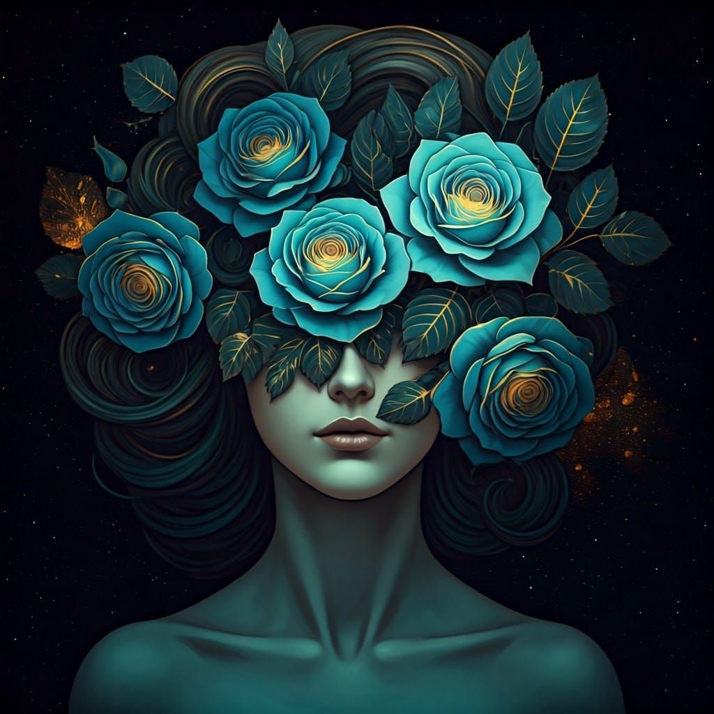 Enchanted Celestial Beauty in Art Nouveau Style