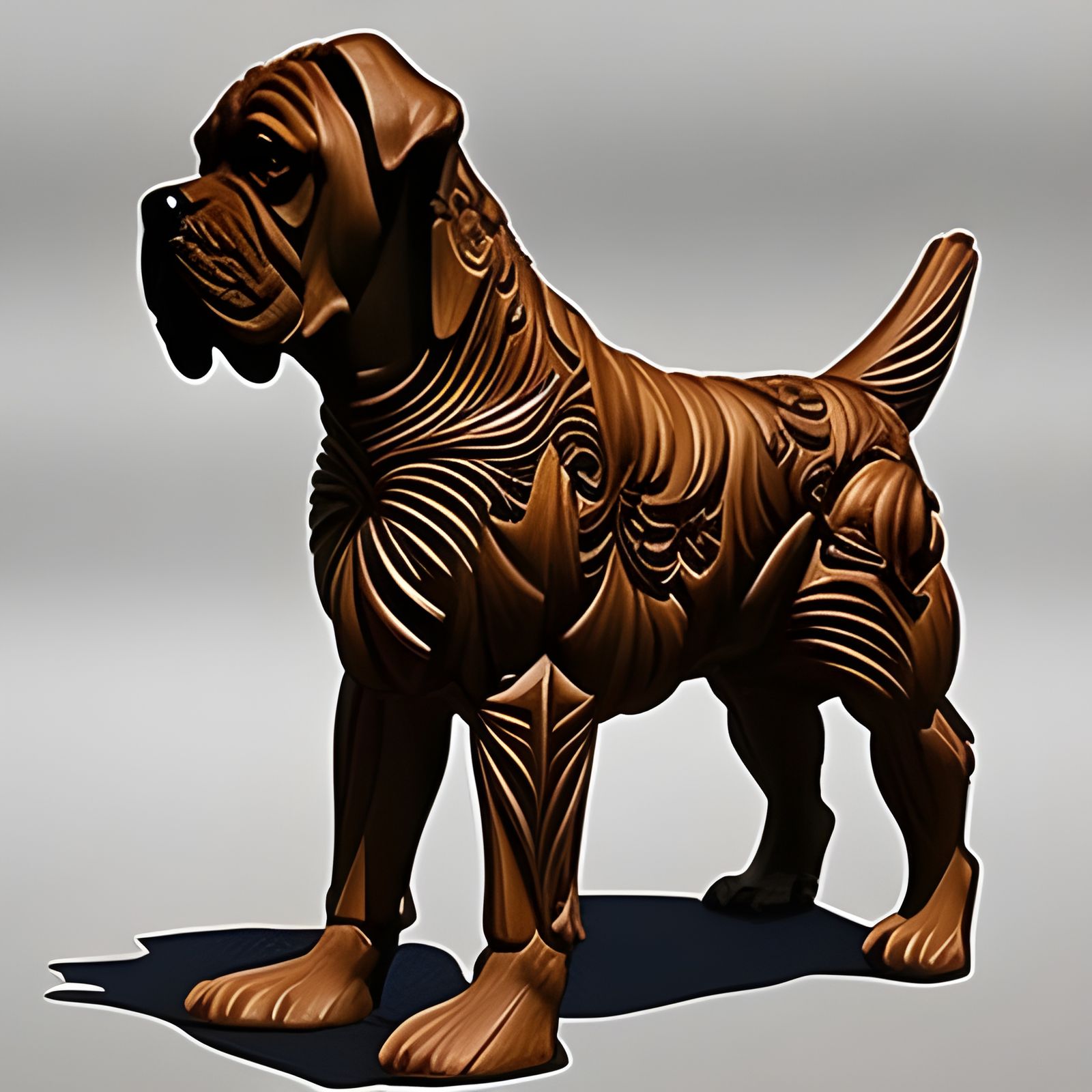 3d design Wood carving Stoic magnificent Cane Corso dog with Cropped ears
