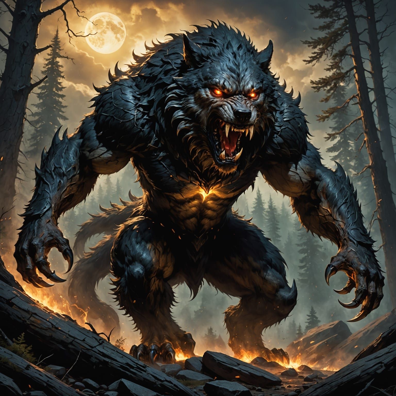 Savage Werewolf Emerges from Alpine Shadows