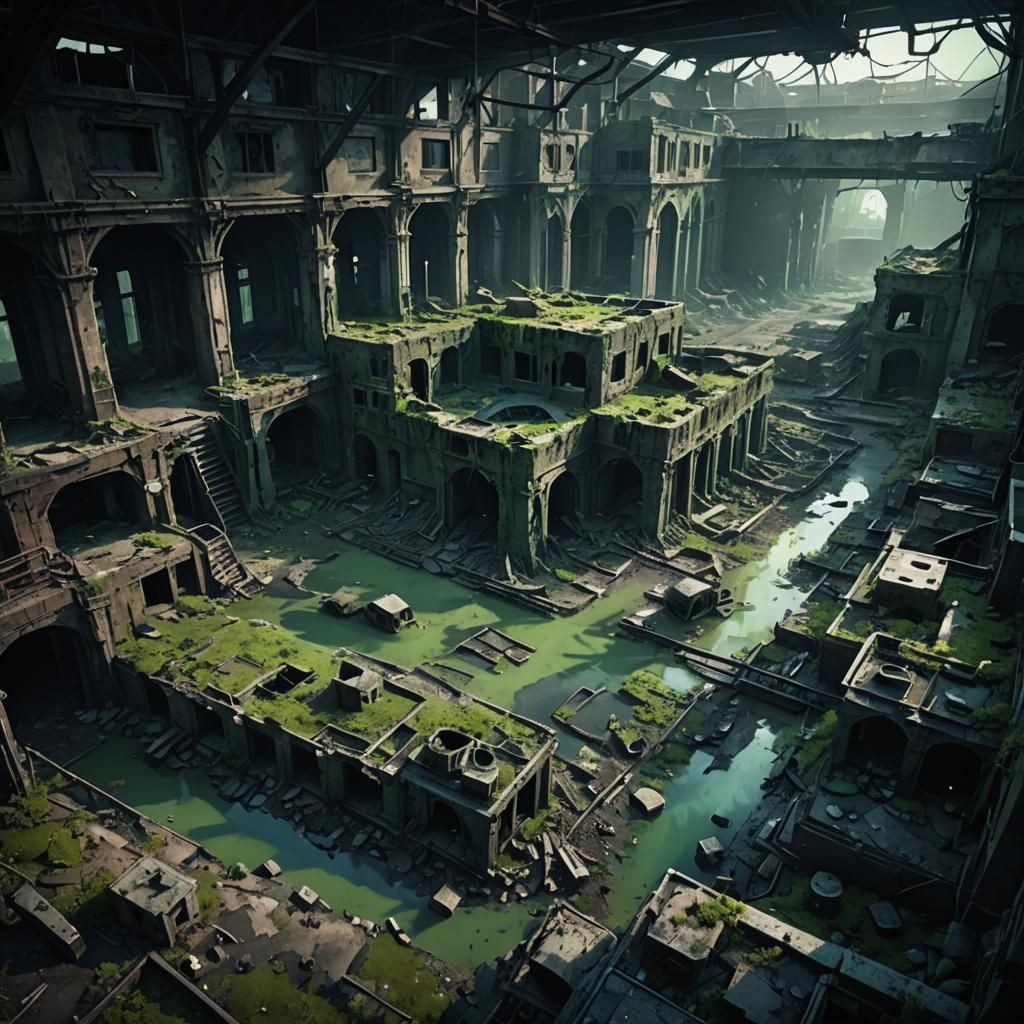 Post-Apocalyptic Wasteland Village with Ethereal Glow