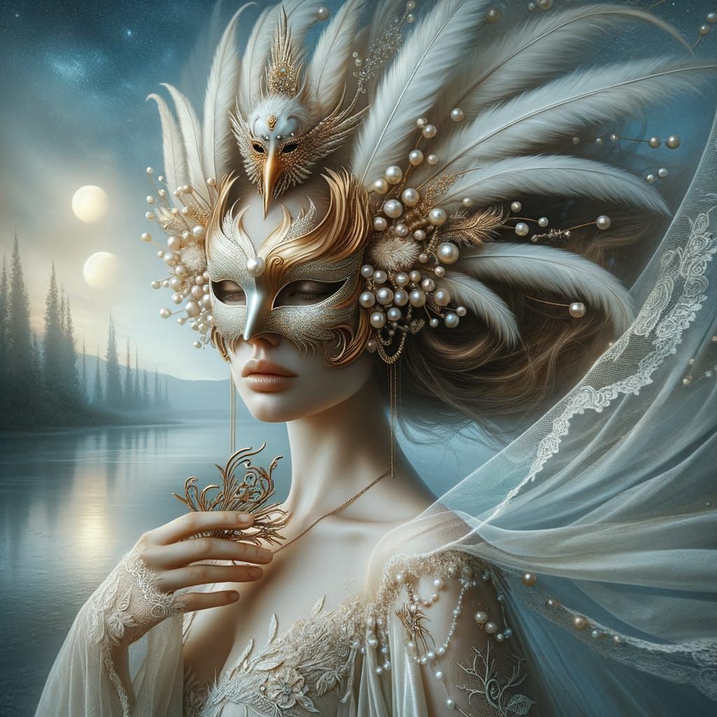 Enigmatic Woman of Wonder in Ethereal Headdress