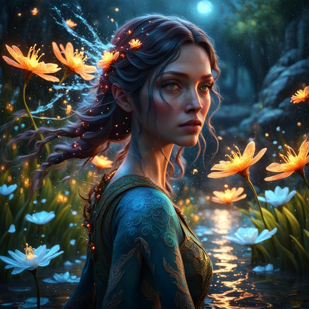 Luminescent Girl in a Fantasy Wonderland