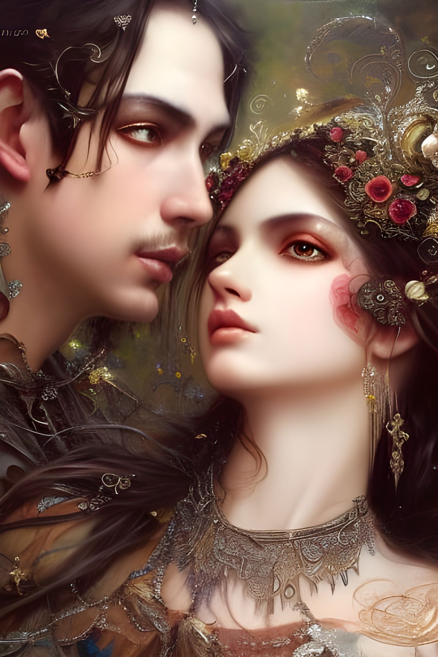Ornate Couple Portrait in Fantasy Style