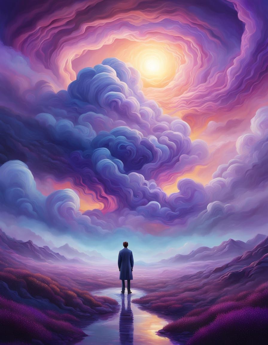 Dreamlike Figure in Surreal Oil Painting