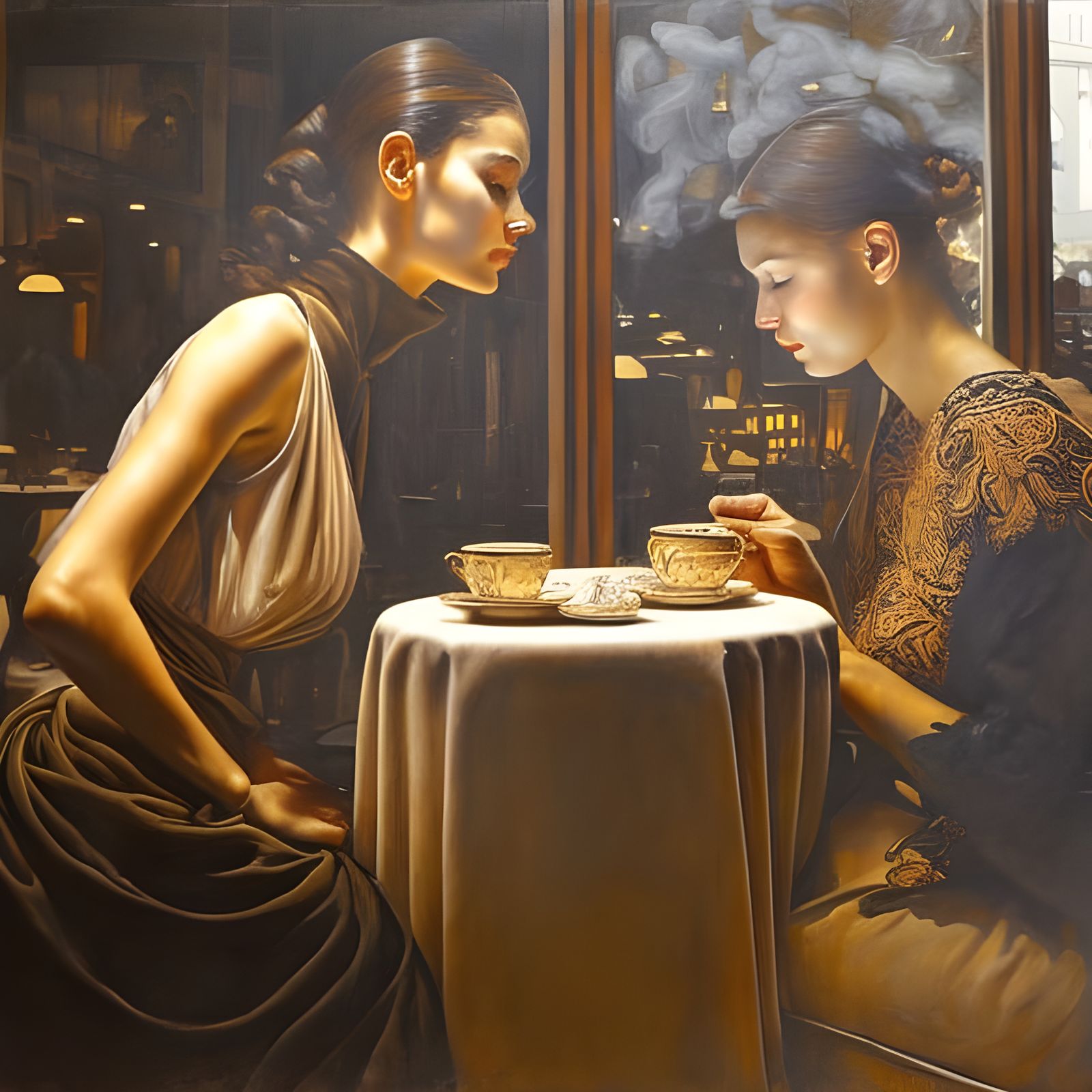 Dreamy Cafe Portrait in Photorealistic Style