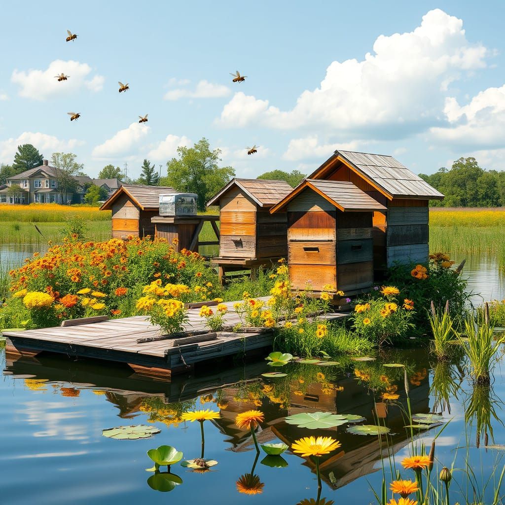 Whimsical Honey Bee Apiary Amidst Lush Florida Landscape