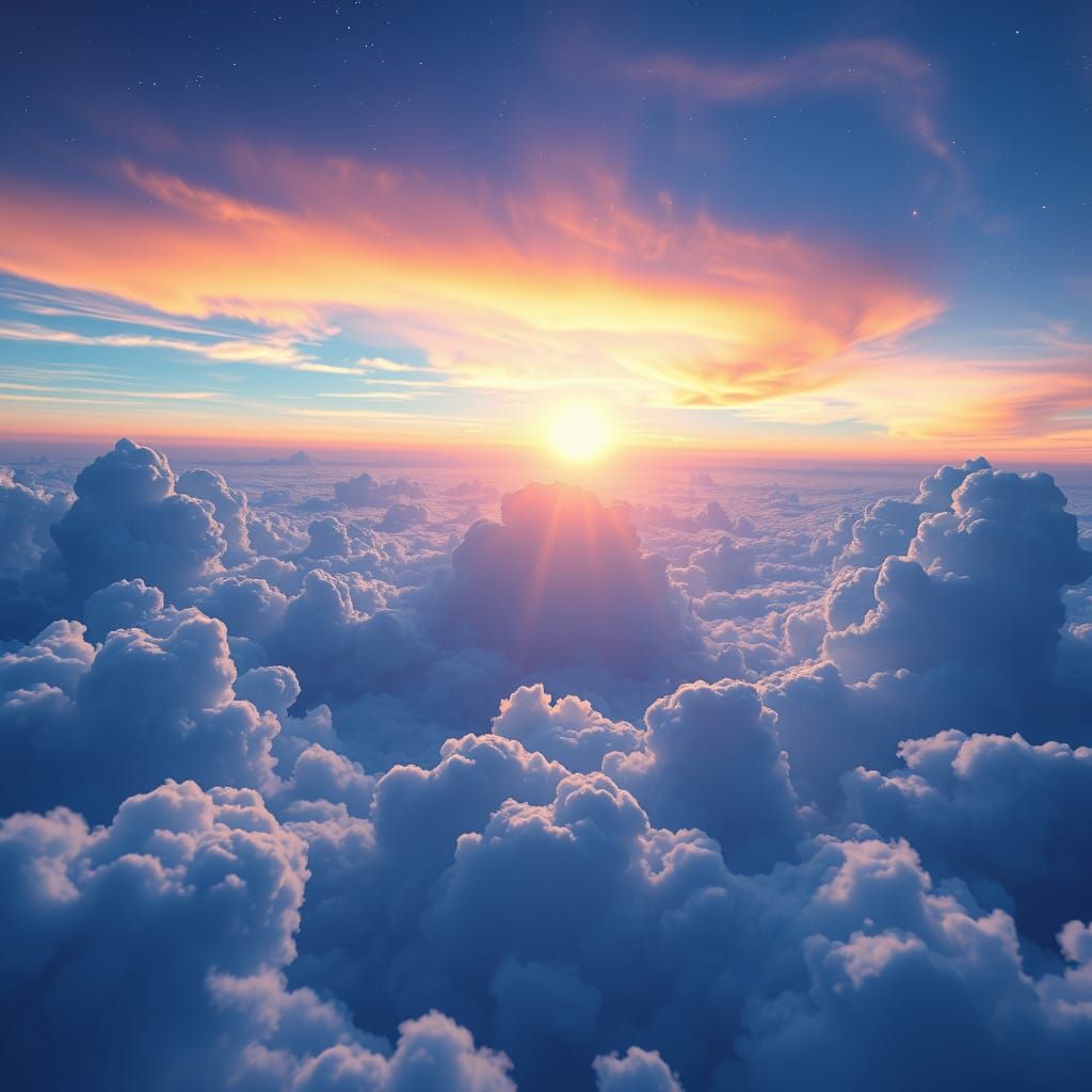 Blue Galaxy Sunset in Dreamy Surreal Style