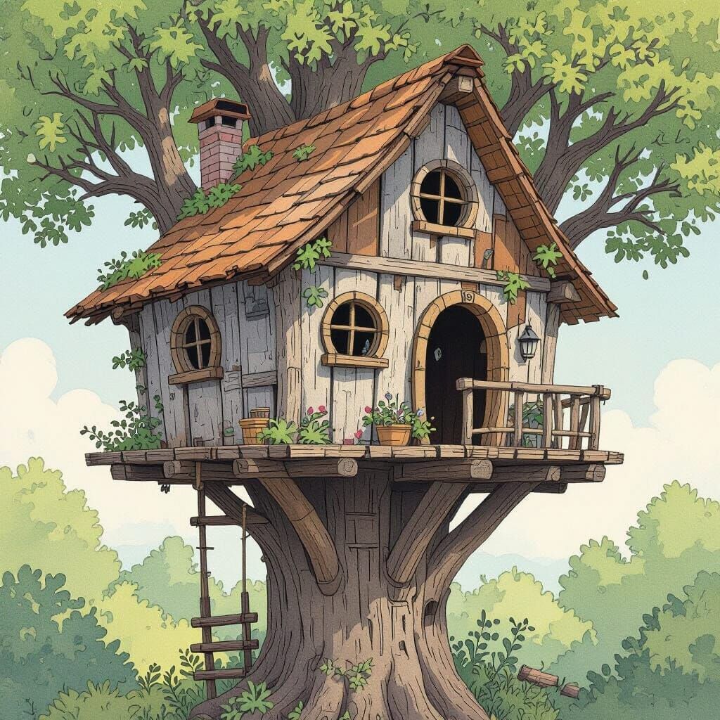 Enchanting Treehouse Inspired by Miyazaki and Goldsworthy