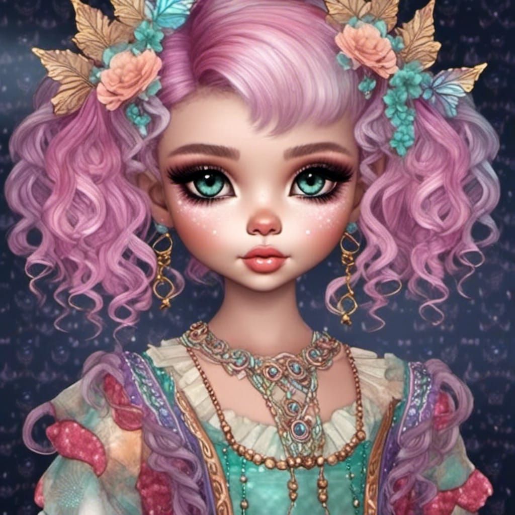 Adorable Chibi Baby Portrait in Fairycore Style