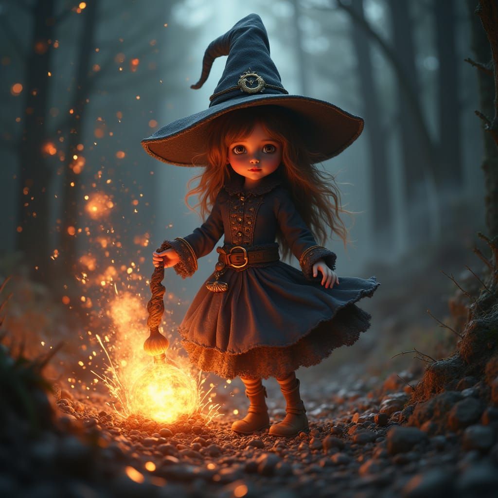 Surreal Witch Explodes Potion in a Dramatic Digital Matte Pa...