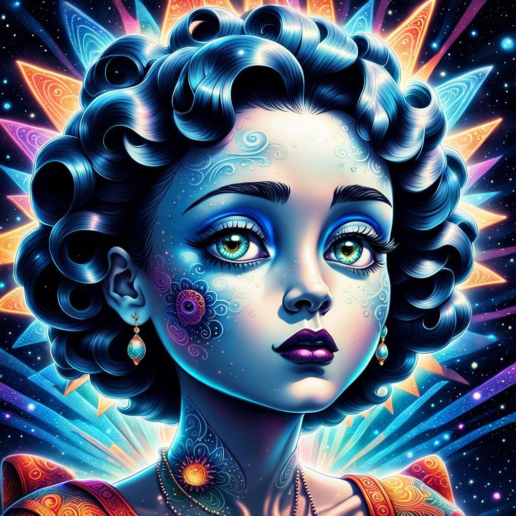 Betty Boop Tattoo Queen in Psychedelic Astral Art