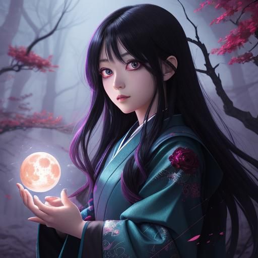 Halloween Anime Girl in Haunted Forest, Shonen Style