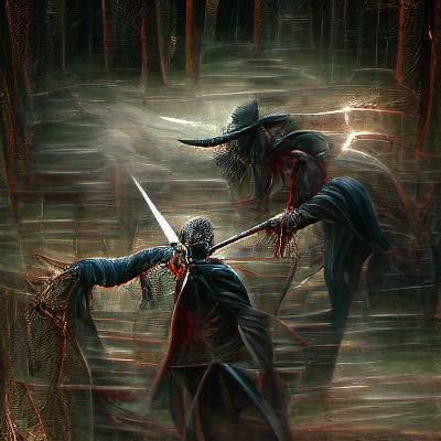 Sinister Duel Between Two Men, Fantasy Art