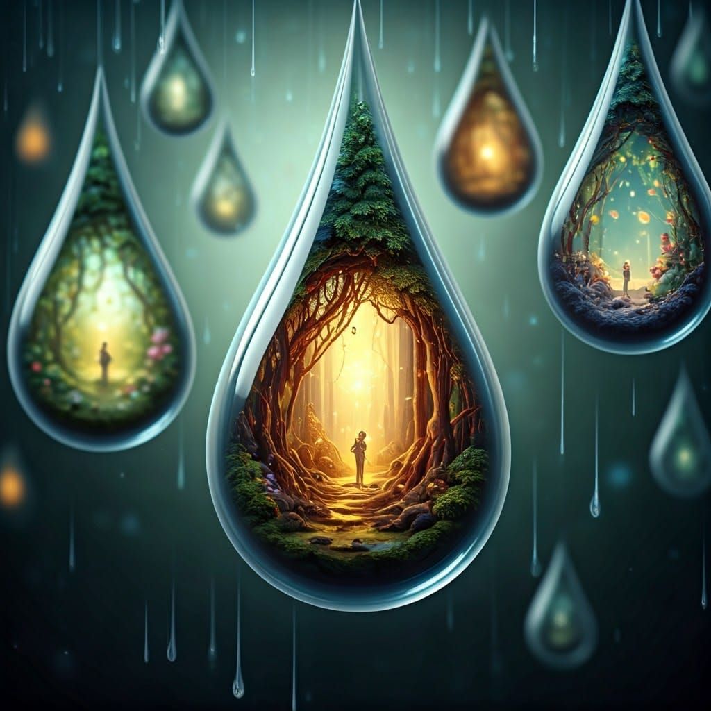 Microscopic Fairy Worlds Within Raindrops