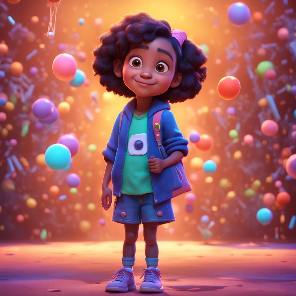 Charming Young Girl in Pixar-Style 3D Render