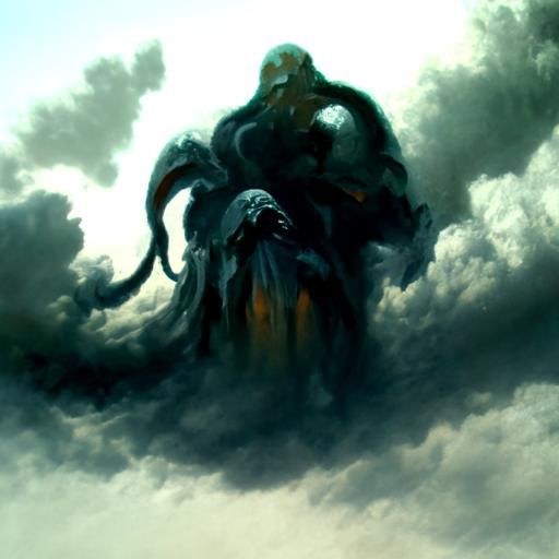 Cthulhu Looms Over Dark Clouds