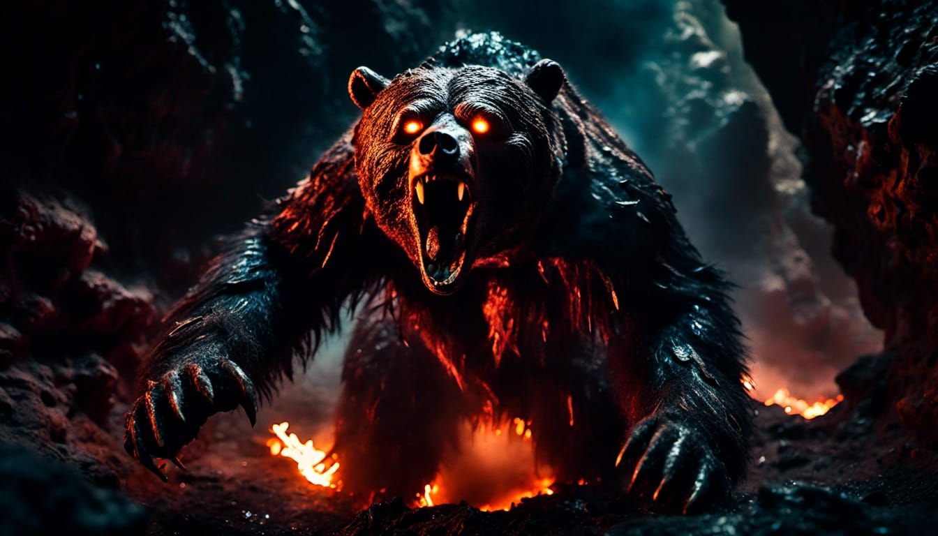 Fiery Lava Bear Cinematic Hero Shot