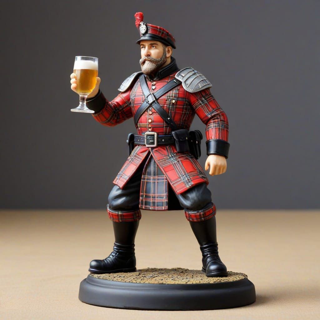 Resin Cast Soldier Toast with Tartan Pattern