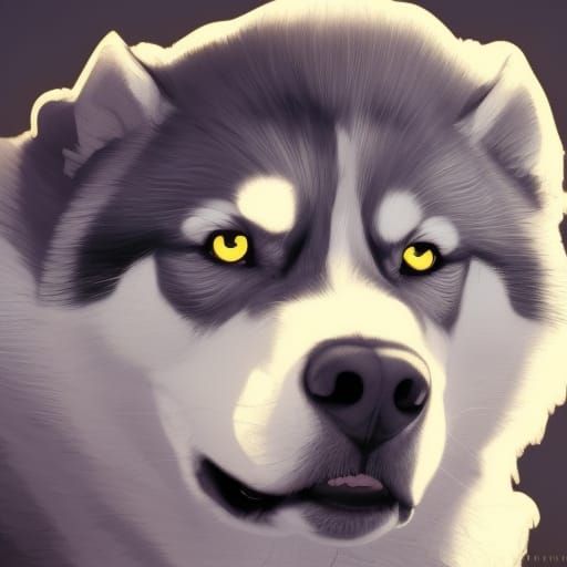 Hyperdetailed Husky Portrait in Volumetric Lighting