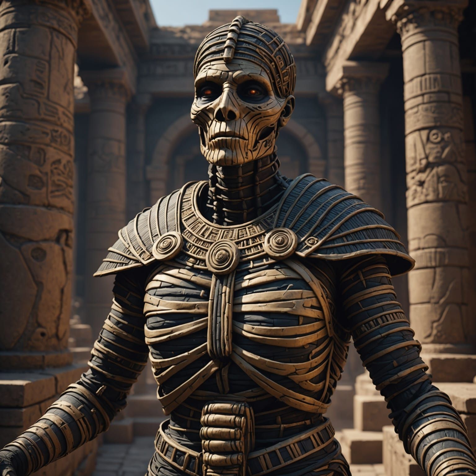 Licorice Mummy Statue: Detailed Matte Painting