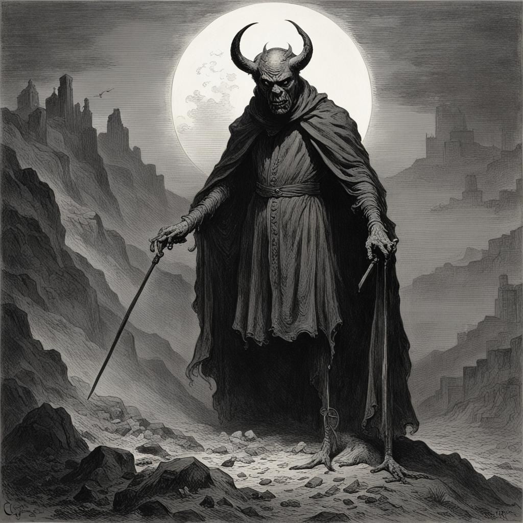 Horror Portrait of the Devil as Dark Fantasy Art