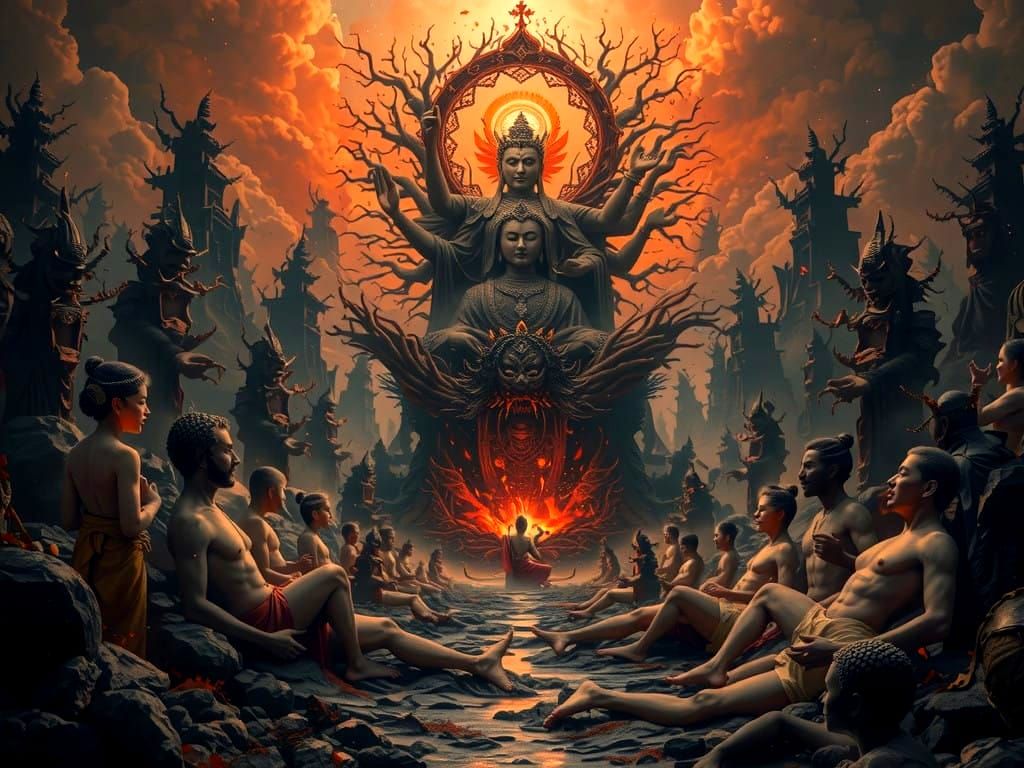 Buddhist Hellscape in Dark Fantasy