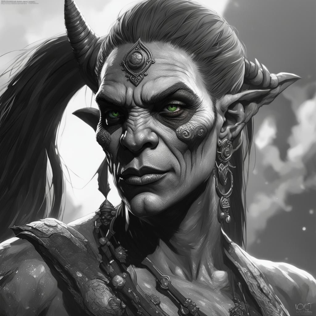 Detailed Orc Portrait in Striking Lighting
