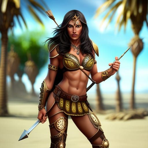 Fierce Beautiful Amazon Warrior Hyper-Realistic