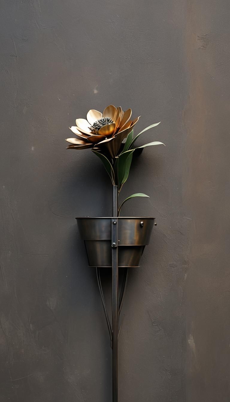 Industrial Metal Art Sculpture for Flower Pot