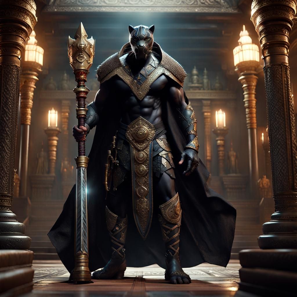 Black Panther Hybrid in Dark Fantasy Style