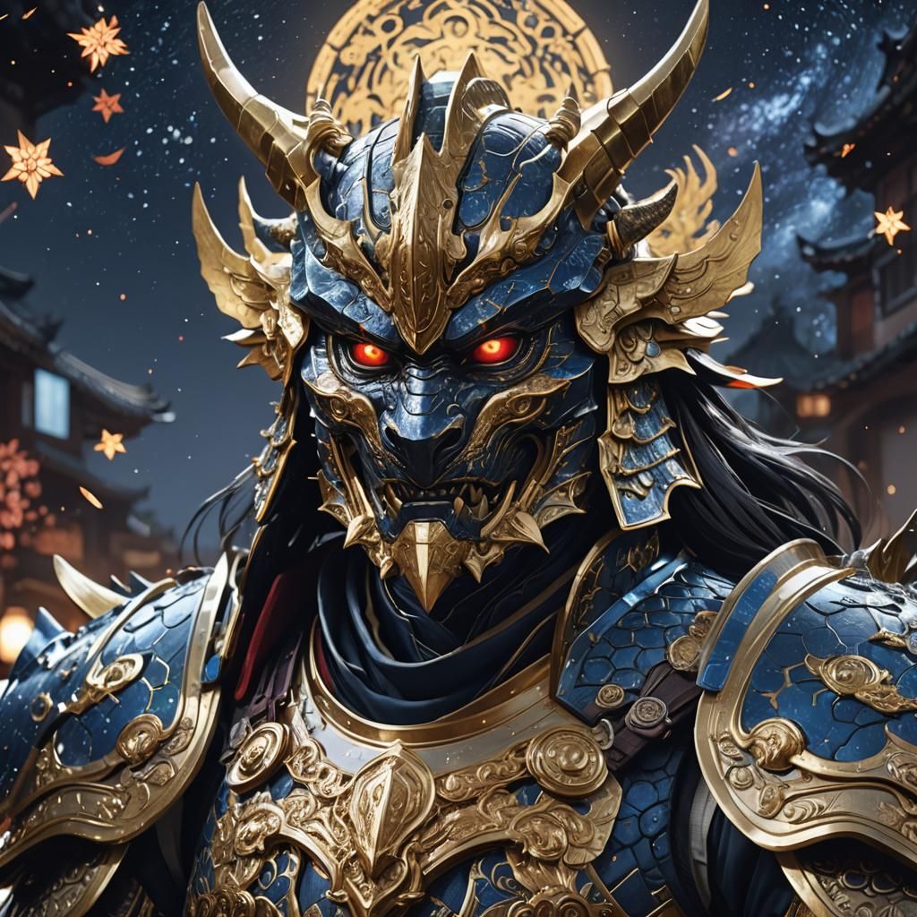 Kaiju Samurai in Starry Night Armor