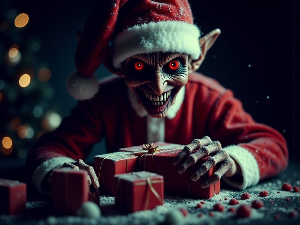 Dark Christmas Elf Unveiled in Shadows